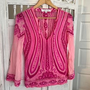 Pink silk tunic style top